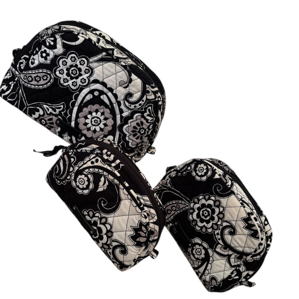 VERA BRADLEY Midnight Paisley 3-Pc Cosmetic Bags